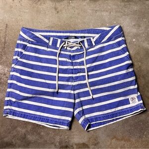 Vintage 80s Blue and White Striped Polo Ralph Lauren Swim Shorts